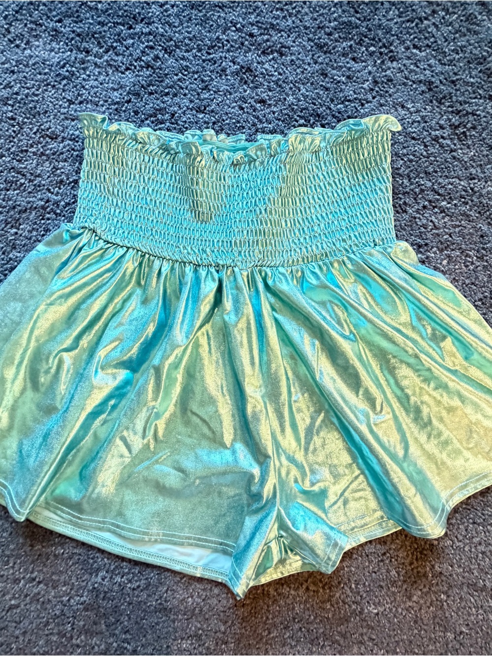 Peach Love California Aqua Shimmer Smocked Skater Skirt